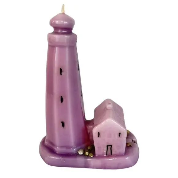 Made in USA Purple Lighthouse Candle Paul Hoge Candleworks Wingate NC 5x7 - Picture 5 of 9